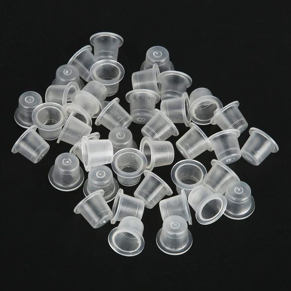 1000 Stück Tattoo Ink Cups Kunststoff Farbkappen Cups Tintenbecher Tattoo Zubehör kleine Tattoo Cups für Tattoo Tinte Tattoo Maschine 9mm/13mm/15mm (Klein 6,3 lang und 3,9 Zoll