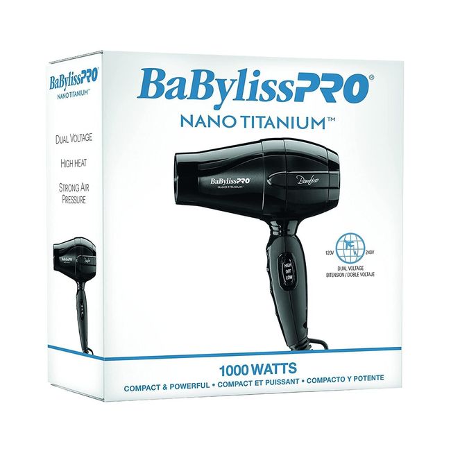 BaBylissPRO Nano Bambino Compact Dryer Black Travel Size Dual Voltage BNT5510UC