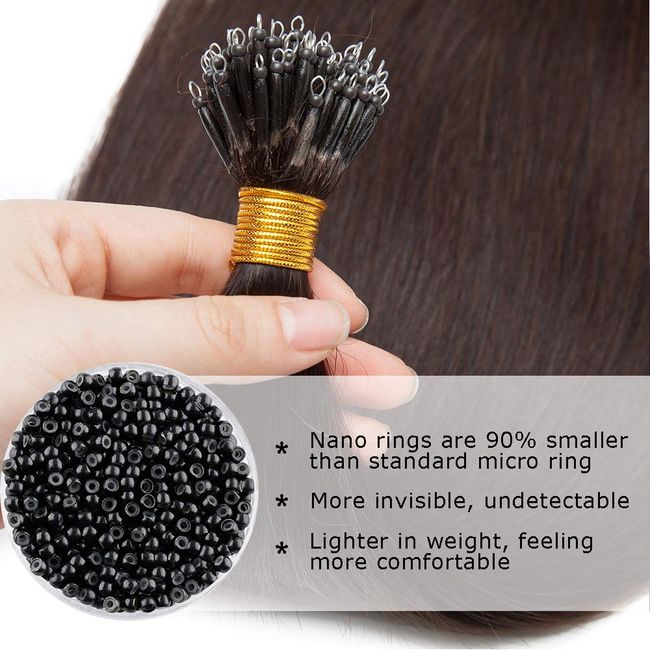 MY-LADY Nano Bead Hair Extensions Human Hair Invisible Nano Ring Hair  Extensions Pre Bonded Cold Fushion Natural Nano Tips Extensions 50 Strands  50g