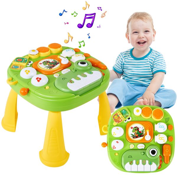 Baby Toys for 6-12 Months Toddler Activity Table for 1 Year Old Learning Musical Table Toys for 1 2 3 Year Old Boys Girls Baby Piano Toy