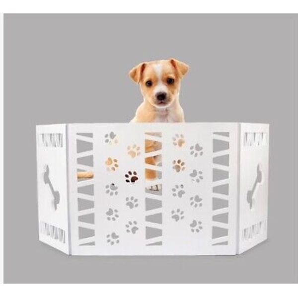 Free Standing 3 Panel Pet Gate by Hoovy, WHITE PAW DÉCOR, 47" x 20", Brand New