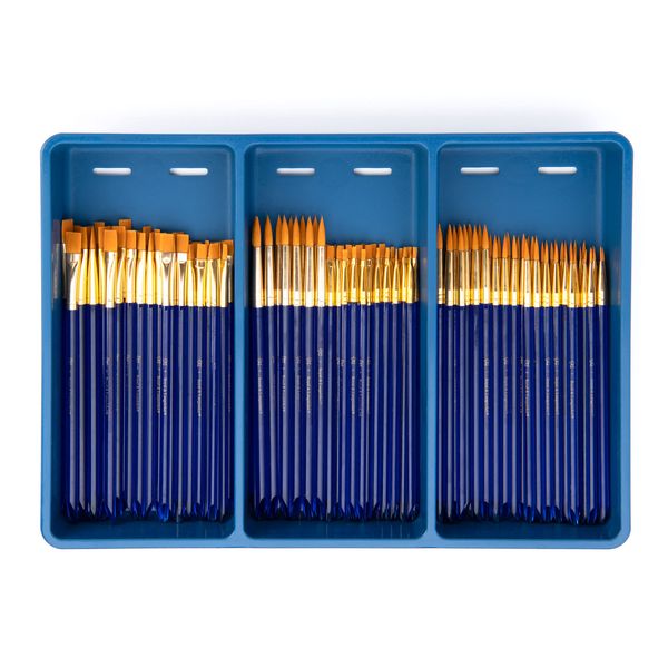 Royal Brush Gold Taklon Paint Brush Super Value Pack, Assorted Sizes, 120 Brushes