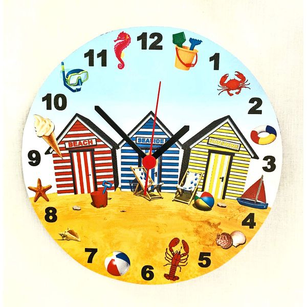 Larkrise Designs Seaside Clock - Beach Hut Clock - Hand Cut - OC19-C