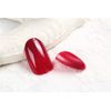 24 Pieces Deep Mocha round head medium length nail art tips that look glossy and white, bridal single color nail tips (red)