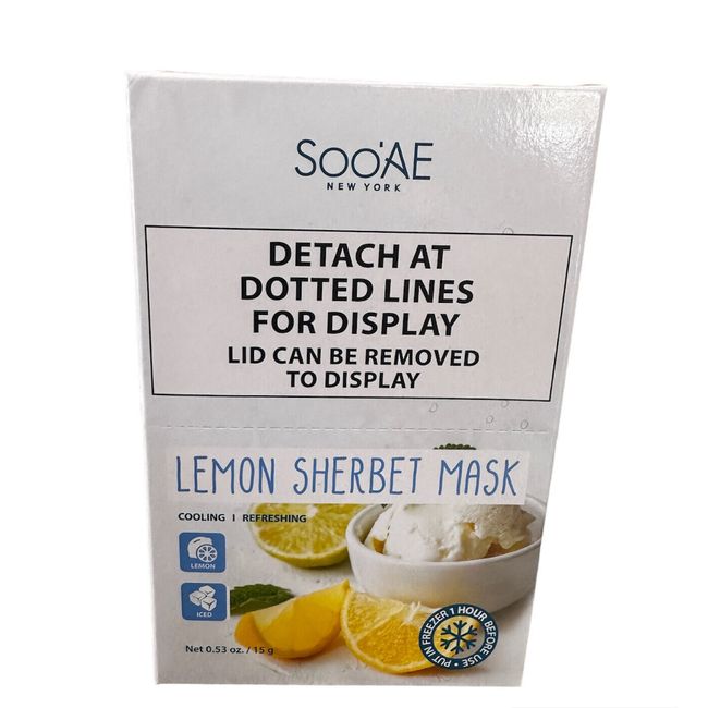 Soo'AE Lemon Sherbet Face Mask Pack Units 12 Units New In Box