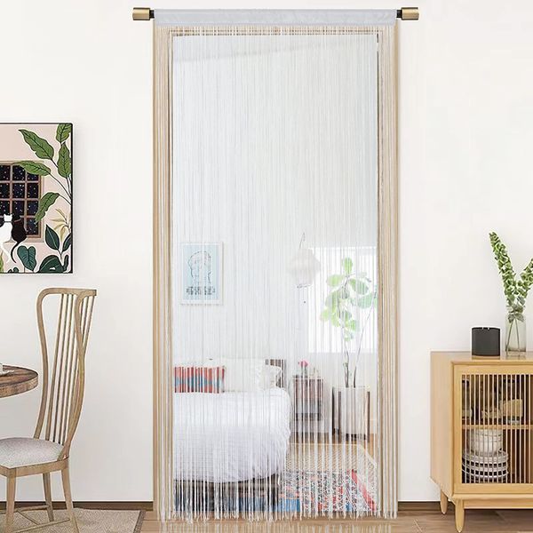 HSYLYM String Door Curtain Window Decorations Room Divider Room Decorations Single Curtain for Window,W35 xL79,White