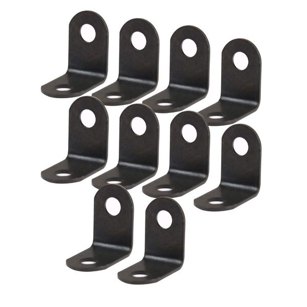 sourcing map 10pcs Angle Bracket Metal 12x12mm Black Corner Brace Fastener L Shaped Right Angle Brackets Corner Protector Shelf Support with Screws for Furniture