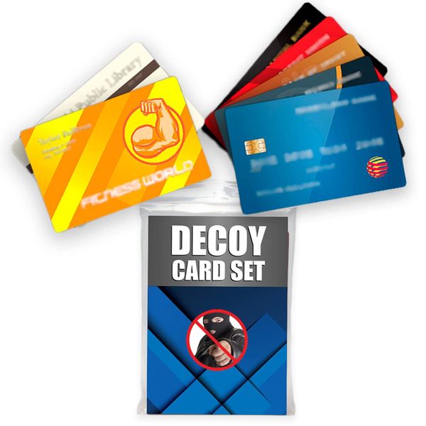 DIY Anti-Theft Travel Wallet Set - Fake Credit Cards & Debit Cards for Safety Against Pickpockets & Mugging - Decoy Wallet & Travel Document Holder - With 6 Unisex Cards (Styles Vary)