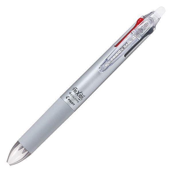 Pilot PLKFB80UF-GRS Gel Ink Erasable 4 Color Ballpoint Pen, Frixion Ball 4, 0.38, Gradient Silver