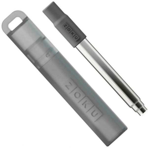 Zoku Reusable Stainless Steel Pocket Straw: Black