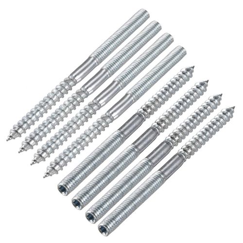 sourcing map M6 Hanger Bolts Length 3-5/8"(91mm) Double Headed Bolts Self-Tapping Screw 6mm Wood Joint Furniture Legs 8pcs