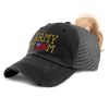Speedy Pros Womens Ponytail Cap American Army Mom Embroidery Cotton Distressed Trucker Hats Strap Closure Black
