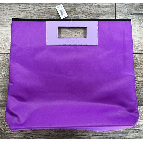 Clinique Beauty Shopping Tote Large Skincare Makeup Gift Bag Purple 17x15”