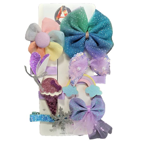 AON Pack of 8 Hair Bows Accessory Clips Barrettes Headwear Hairpin For Girls Teens Toddlers and Babygirls