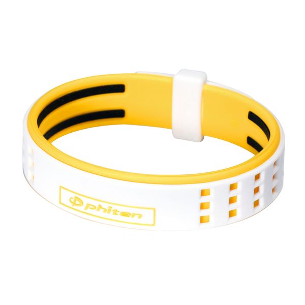 Phiten RAKUWA Bracelet, Bracelet, S, DUO Type, White/Yellow, 7.5 inches (19 cm)