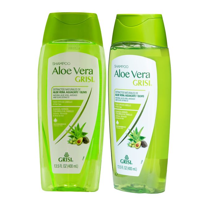 Grisi Aloe Vera Shampoo, Moisturizing Shampoo with Aloe Vera Extract, Paraben-Free, Hair Product for Soft and Shiny Hair, 2-Pack of 13.5 FL Oz each, 2 Bottles