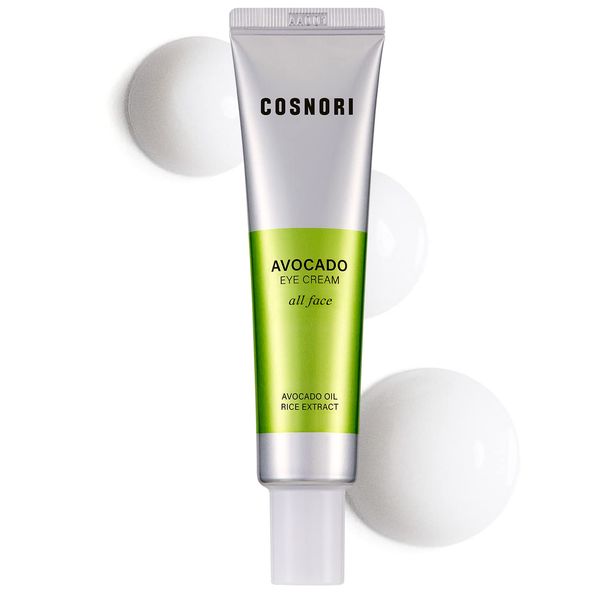 COSNORI Avocado Eye Cream - Nourishing Eye and Face Cream - with Organic Avocado and Rice Bran Extract – Anti Wrinkle and Depuff – Irritation Free Formula, 1.01 oz.