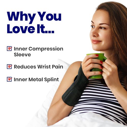 Carpal Tunnel Wrist Brace Night Support - Wrist Splint Arm Stabilizer & Hand Brace for Carpal Tunnel Syndrome Pain Relief with Compression Sleeve for Forearm or Wrist Tendonitis Pain (Left)