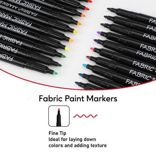 Fabric Markers Permanent for Clothes, 20 Colors Fine Tips Paint Pens for Clothing Canvas Tote Bags T-Shirt and Shoes, Non Toxic Ink for Kids and Adults