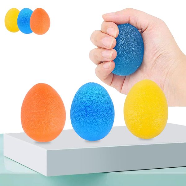 BAOWUABJ Grip Strengtheners Set - 3 Gel Hand Balls for Hand Therapy, Finger & Wrist Exercise, Arthritis Relief & Stress Reduction - Blue, Yellow & Orange