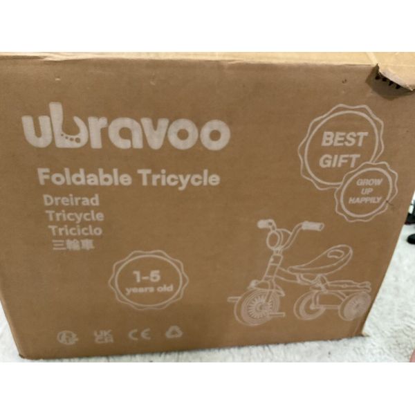 Ubravoo Folding Tricycle For Ages 1-5.  Trike With Pedals And Light New In Box