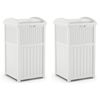 Suncast Wicker Resin Outdoor Hideaway Trash Can Bin with Latching Lid (2 Pack)