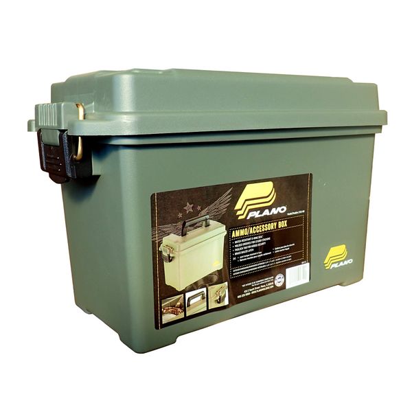 Plano Field Ammo Box, OD Green, Lockable Ammunition Storage Box with Heavy-Duty Carry Handle, Medium Plastic Ammo Storage, Water-Resistant Protection, Holds 6-8 Boxes of Ammo