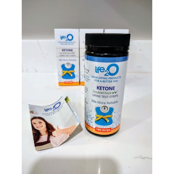 3 PACK life2O 2-in-1 Keto Ketone Test Strips 180ct, Monitor Ketosis & pH Balance