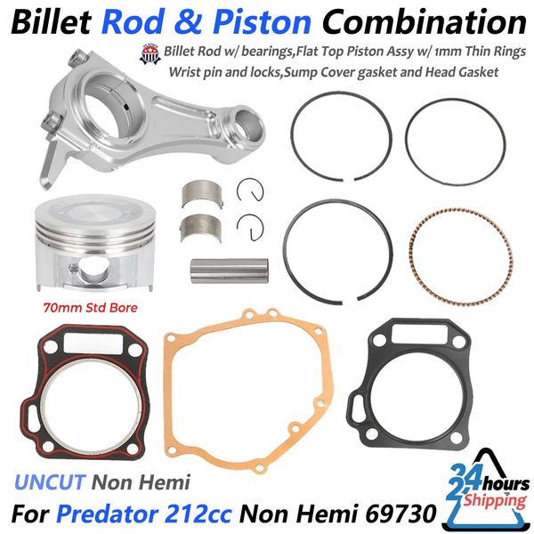 Billet Rod & Piston Complete Kit For Predator 212cc NON Hem 69730 Std Bore 70mm
