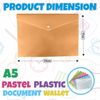 10 Pcs A5 Pastel Orange Colour Plastic Wallets Folder Documents Files Holder with Press Stud Button Polypropylene Document Folder Clear Wallet Envelope