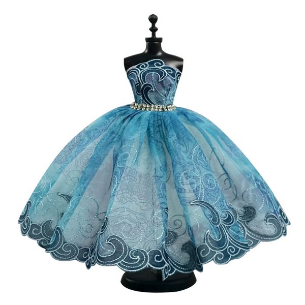 Fashion Ballet Dress for 11.5" Doll Tutu Clothes Outfits 1/6 Dolls Accessories Rhinestone 3-Layer Skirt Ball Party Gown (Blue)