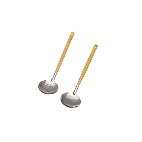 Sakai Sangyo Domestic Bamboo Pattern Ladle (Set of 2) for Tables, Meals, Pots, Small, Tabletop, Easy to Use, Convenient, Easy to Hold