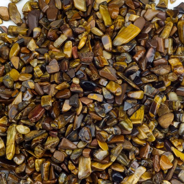 Cherry Tree Collection 1/2 Pound Polished Tumbled Gemstone Chips, Pebbles, Crystal Chips Bulk for Jewelry Making, Healing, Plants, Succulents, Aquariums, Decoration, Chakra (Tiger's Eye)