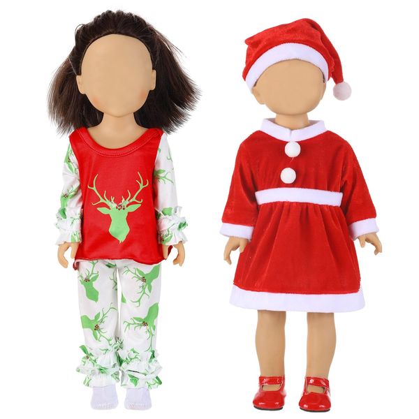 Geyoga 12 Pcs Christmas 18 Inch Doll Clothes and Accessories Tie Dye Winter Doll Shirt Trousers Dress Doll Outfits Set for 18 Inch Doll Gifts(Elk Style)