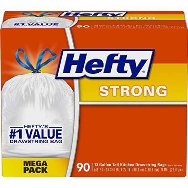 Hefty Strong Tall Kitchen Trash Bags, 13 Gallon, 90 Count