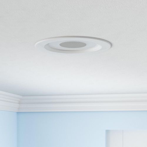 Juno 6 Inch Smart Recessed Light Speaker, Bluetooth, Alexa, Google Home Compatible, RGBW Speaker Downlight, Dynamic Color Red Green Blue White, Matte White (J6SLC RGBW MW M6)