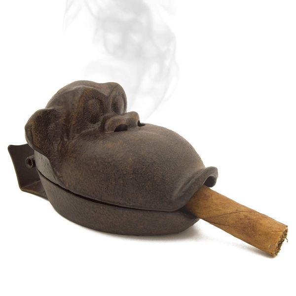 Cigar Ashtray, Monkey Ashtray for Cigarettes Outdoor Indoor, Cast Iron Ash tray Ash Holder Home Office Decoration with Gift Box