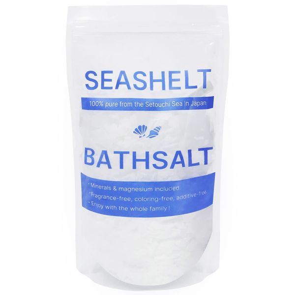 SEASHELT Bath Salt, Magnesium, Moisturizing, Made in Japan, Natural Ingredients, Unscented, Bath Cosmetics, Measuring Spoon Included, Sea Shell, 30 Loads (1 Piece)