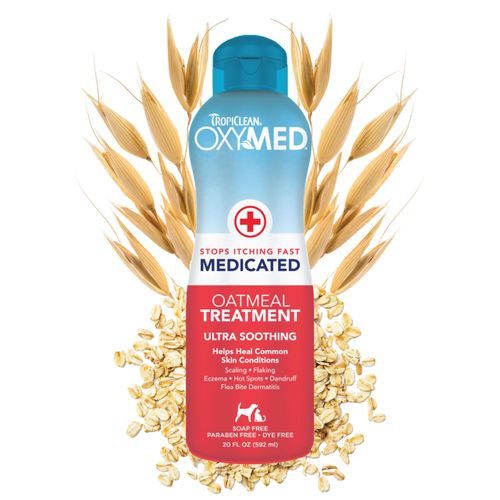 TropiClean Oxymed Medicated Cat & Dog Conditioner For Itchy Skin | Skin Soothing Oatmeal Conditioner For Dogs & Cats | 20 oz