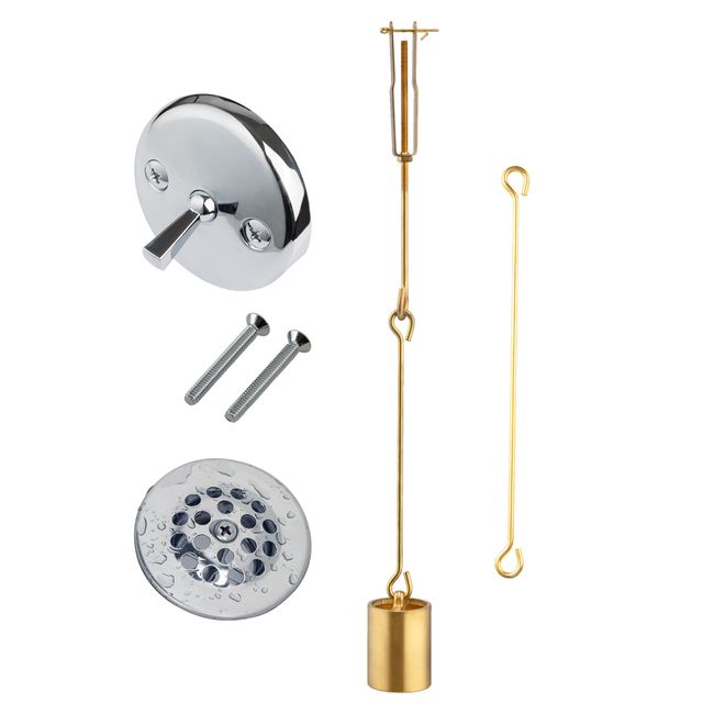 Tub Drain Linkage Assembly with Trip Lever and Strainer Done Cove, Fit for Trip Lever Bath Tub Waste and Overflow Drain by Artiwell