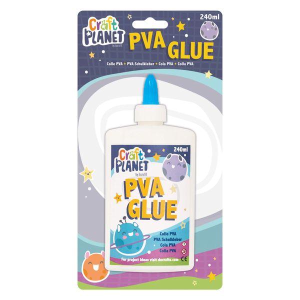 Craft Planet - 240 ml White Strong, Tacky PVA All Purpose Glue For Kids Art, Toddler Craft, School Supplies, Woodwork, Home Projects, DIY, Craft Box Refill, For Paper, Wood, Craft Materials