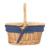Red Hamper EH108N Wicker Child's Oval Lined Lidded Empty Picnic Hamper with Navy Blue Lining