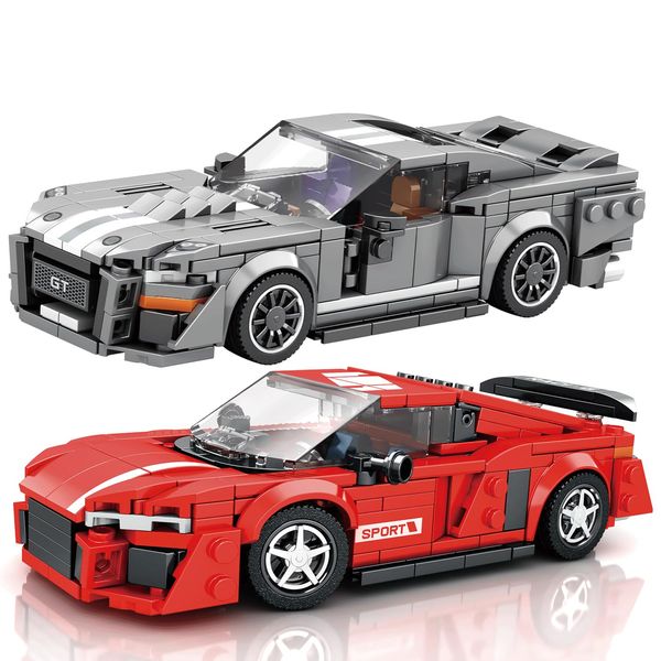 XMKSTBRICK Racing Car Building Block Sets 2 Pack, Sports Car Collectible Technic Model Toy for Adult, 1:24 Scale Super Car Champion Kits for Teens and Racing Enthusiasts