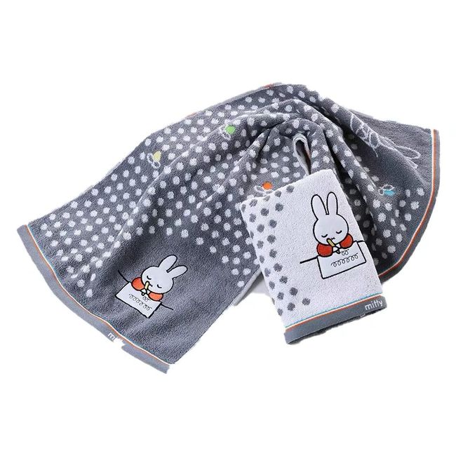 Miffy Towel, Face Towel, Bath Towel, Mini Bath Towel, Soft, Cotton, Cute, Stylish, Character Gift (Miffy Set B)