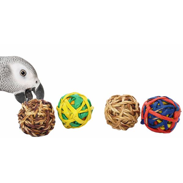 Bonka Bird Toys 03340 Natural String 2" Ball, Parrot Foot Talon Chew Cage Toy, Amazon, African Grey, Pionus, and Similar