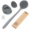 Silicone Back Scrubber (Thick Bristles) & Bath Glove & Face Brush Set(3Pcs) Sup