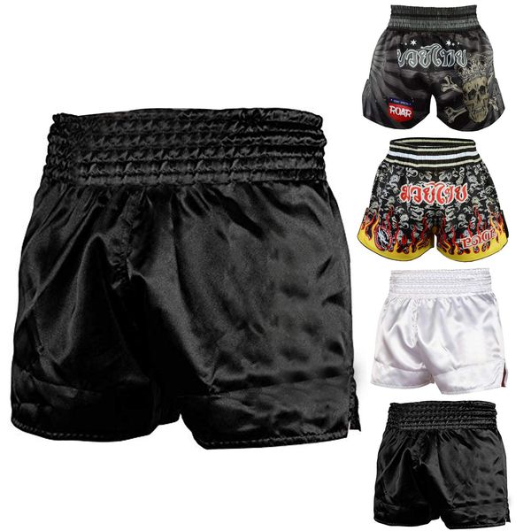 ROAR Muay Thai Shorts Mens Fight Shorts MMA Grapplig Kick Boxing Training Fitness Trunks Martial Arts (Black, Medium)