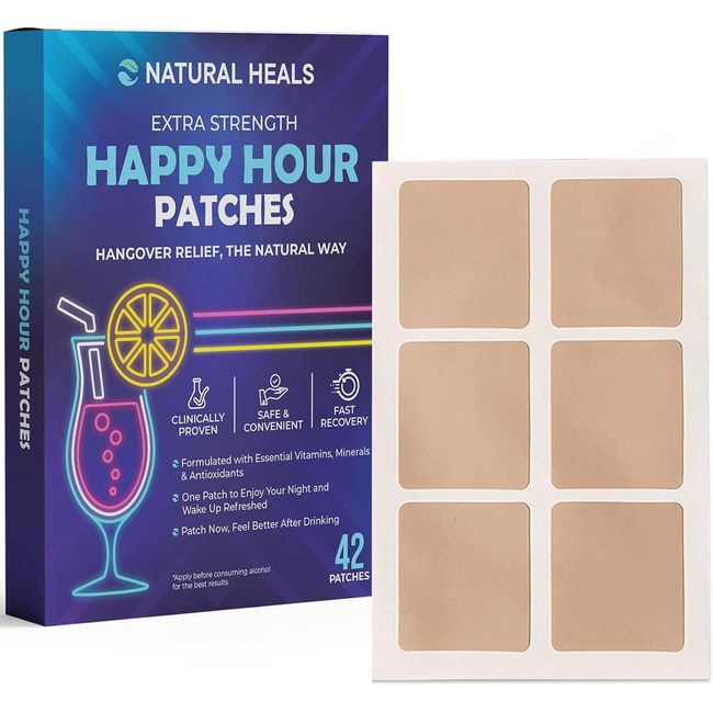 Natural Heals Party Patches 42 Pack for a Better Morning, After Party Natural Recovery Patches - Use Before Drinking, Enjoy No Regret Night and Wake Up Refreshed, Waterproof & Skin-Friendly