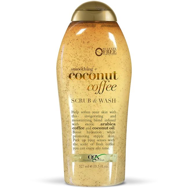 OGX Coffee Scrub and Wash, Coconut 19.5 Fl Oz