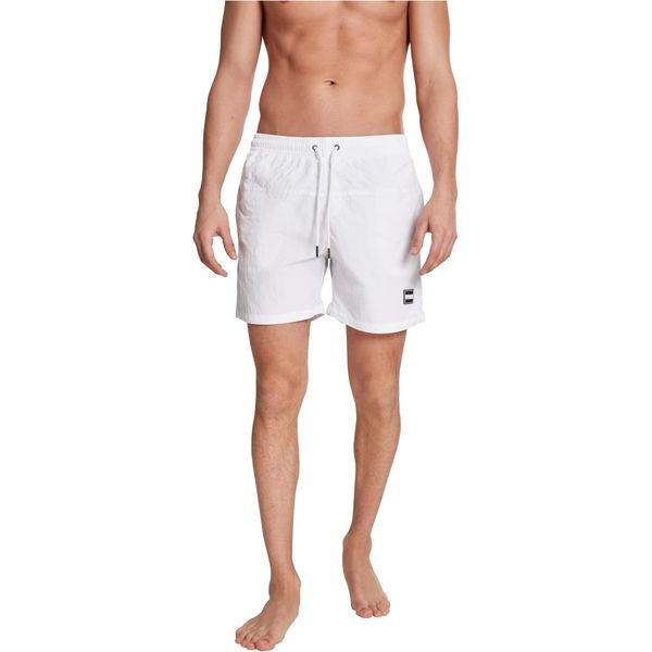 Urban Classics Men's Block Swim Shorts Trunks, White, L